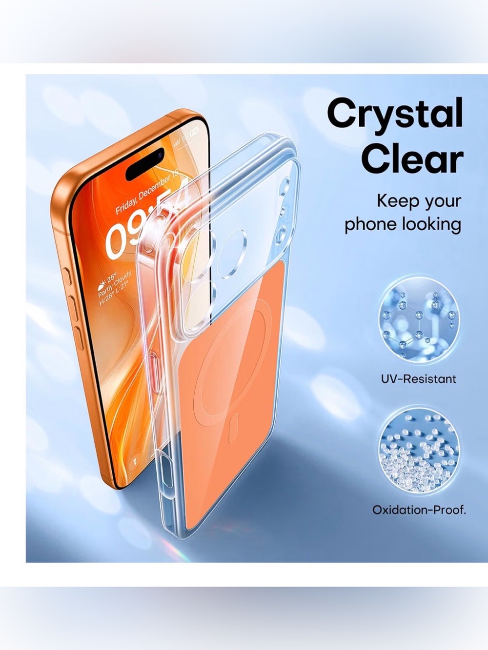 Clear Orange MagSafe-Compatible iPhone Case for iPhone 17 Pro& screen protector